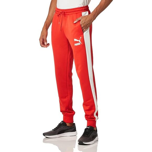 Puma Iconic T7 Men's Red & White Athletic Track Jogger Pants Size Small - Picture 1 of 13